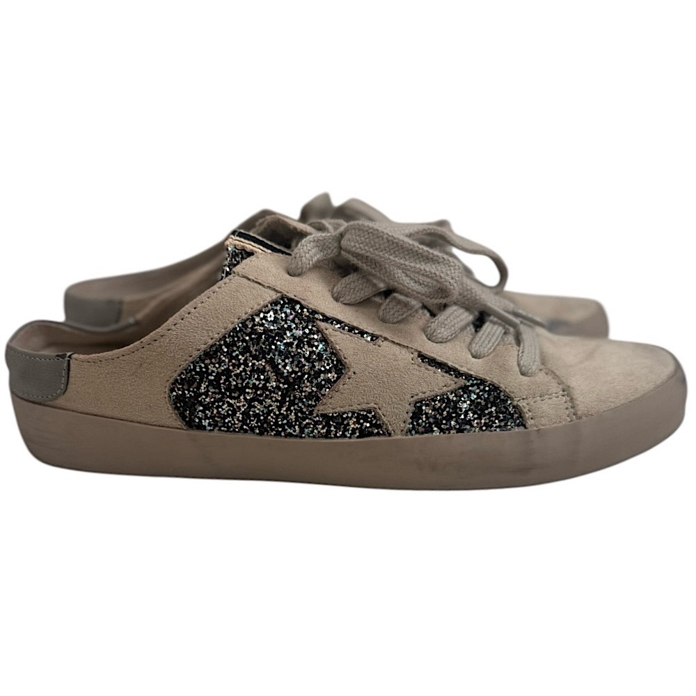 SHUSHOP Philippa Women’s Silhouette Sneakers Glitter Slides Size 8.5